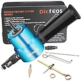 Dicfeos Double Head Metal Sheet Nibbler Cutter with Circle Cutting Accessories, Drill Attachment with Wrench & Parts, Maximum 14 Gauge Steel