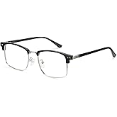 Cyxus Blue Light Blocking Glasses for Men, Half Rimless Square Computer and Gaming Eyewear, Stylish Frame 8133