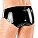 EXLATEX Mens Latex Briefs Underwear Rubber Shorts with Cock and Ball Sheath (Large, Black)