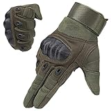 Tactical Gloves , ADiPROD (1 Pair) Hard Knuckle Full Finger for Outdoor Shooting Army Airsoft Gear (Army Green, Large)