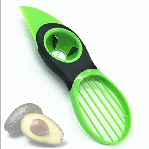 Ruibo 3 in 1 Avocado Slicer and Pitter Green - Multi-functional Avocado Peeler Cutter Skinner and Corer Tool