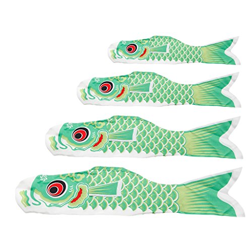 BKID 55cm Koi Fish Windsock Fish Flags Koinobori Flag Hanging Decor (Green)