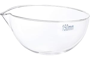 PartyKindom Round Bottom Glass Evaporating Dish with Spout High Transparency for Laboratory Use for Concentrated