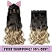 S-noilite Dip Dye Clip in Hair Extensions Ombre Two Color Long Thick Curly Wavy Straight 3/4 Full Head Synthetic Hairpiece Japanese Fiber Trendy Fashion (Dark Brown to Ash Blonde)
