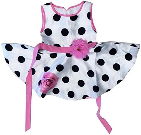 Floral Polka Dot Girl Dress – Adorable Sundress with Matching Headband/Hair Bow – Baby Girl and Toddler Outfit – 100% Silky Smooth (3 - 4 Years, Pink/White/Black Polka-dots)