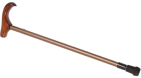 M&P Teleskop Gehstock Spazierstock höhenverstellbar aus Leichtmetall mit Holzgriff