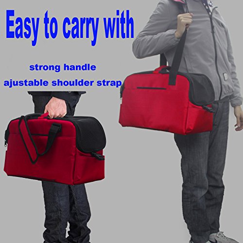 Orionstar Small Pet Carrier Bag TSA Airline Approved for Little Dog Cat Up to 13lb, Heavy Duty Portable & Foldable Soft Sided Travel Sling & Handle Tote Bag with Pocket and Removable Bottom Pad, Red