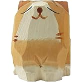 EMiEN Cute Small Wood Cat Figurine Carved Orange Cat,Handmade Sculpture Craft Set, for Home Office Decoration, Car Ornaments
