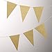Ling's moment 10 Feet Paper Pennant Banner Triangle Garland Glitter Gold Banner Vintage Bunting Banner for Gold Party, Wedding, Wall Decor, Birthday Party, Baby Shower, 15 Pcs,