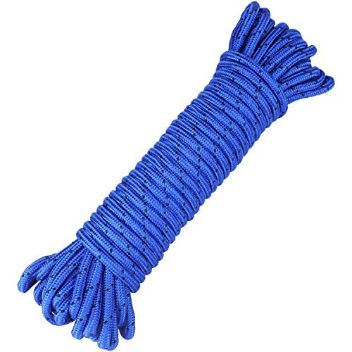 G2PLUS 20M Blue Multi-functional Nylon Rope, 8MM Thick Heavy Duty Hanging Cord String, Traction Tying Rope for Camping Outdoor Garden