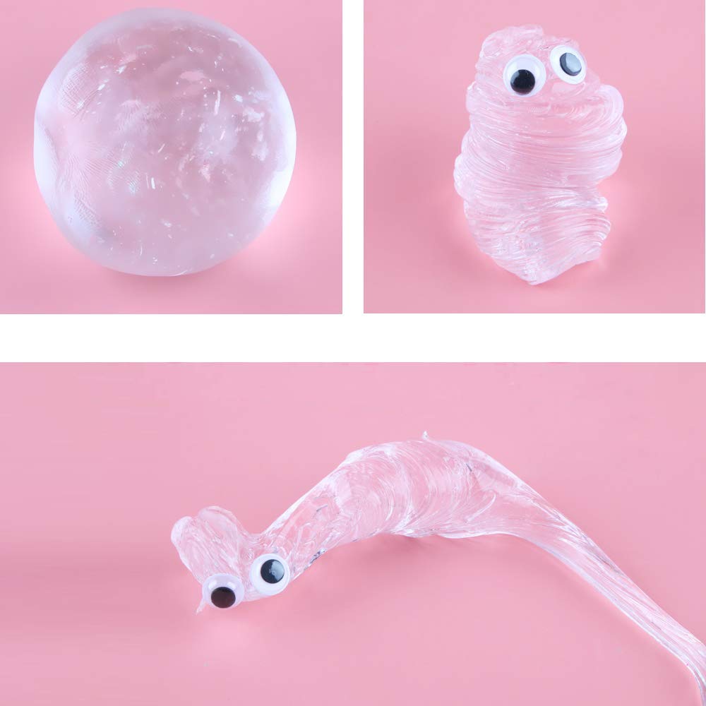 2PC Clear Slime, Transparent DIY Slime Supplies Kit Bounce Blue Silly Putty Liquid Glass Surprise Toys for Girls Boys 2 PCS Handgum
