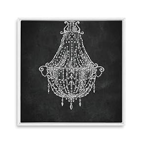 Framed Canvas Wall Art for Living Room, Bedroom Chandelier Silhouette IX Canvas Prints for Home Decoration Ready to Hang - 16x16 inches