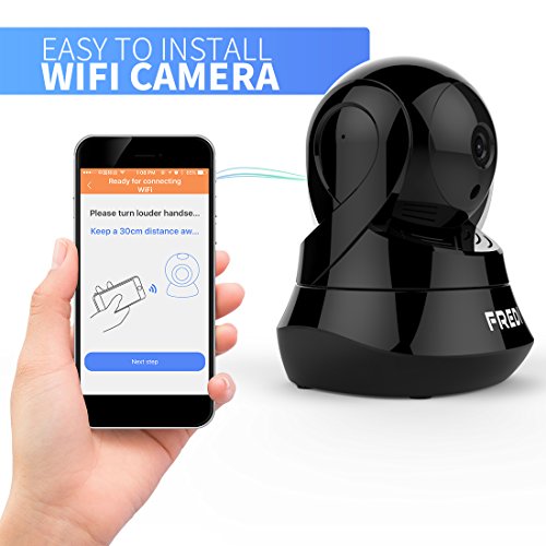 FREDI WiFi Wireless Camera with Remote Viewing Indoor Pan/Tilt Security IP Camera Baby Monitor Plug & Play, 2-Way Talking (Black)