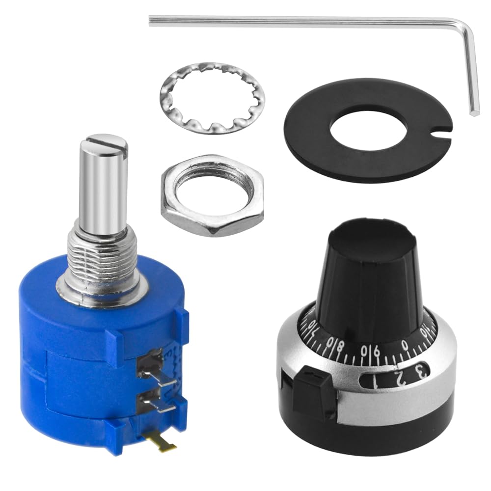 WMYCONGCONG 10k ohm Potentiometer 3590S Rotary Potentiometer 10-Turn Wire Wound Precision Potentiometer with Adjustable Resistor Counting Dial Rotary Knob, 3590S-2-103L