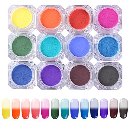 NICOLE DIARY 12 Colors Thermal Pigment Temperature Color Change Manicure Nail Art Gradient Powder 1g