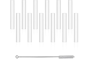 12 Pcs 3 Inches Transparent Borosilicate Glass Tubes, Gtysmox 12mm Diameter 1.5mm Thickness Glass Tubing with 1 Cleaning Brush for DIY Making Glass Crafts