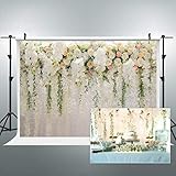 Riyidecor Bridal Floral Wall Backdrop Wedding Rose 8x6 Feet Reception Ceremony Photography Background Photo Birthday Party Dessert Table Photo Shoot Backdrop Vinyl Cloth