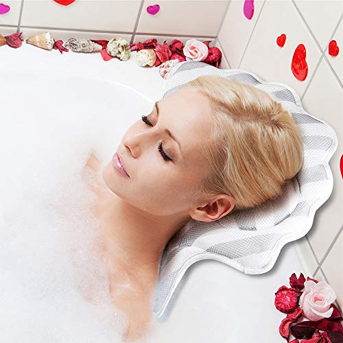 Kranich Bath Pillow with 6 Suction Cups 3D Mesh Spa Bath Pillow Bath Neck Pillow for Tub - Thumbnail 6