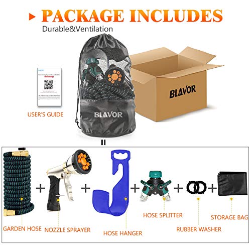 BLAVOR Expandable Garden Hose 100ft Flexible Lightweight Water Hose Strongest Expanding Hose with 10-Way Heavy Duty Zinc Water Spray Nozzle & 2-Way Splitter [ 2019 New Upgraded ] - Thumbnail 7