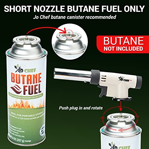 Jo Chef Pro Butane Torch Lighter Refillable Butane Torch Head, Hand