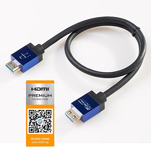 SlimHDMI 0.5m (50cm) Premium Certified HDMI Cable with Secure Lock Connector (4K Ultra HD, Gold Plated, 1080p, 3D, High Speed, ARC)