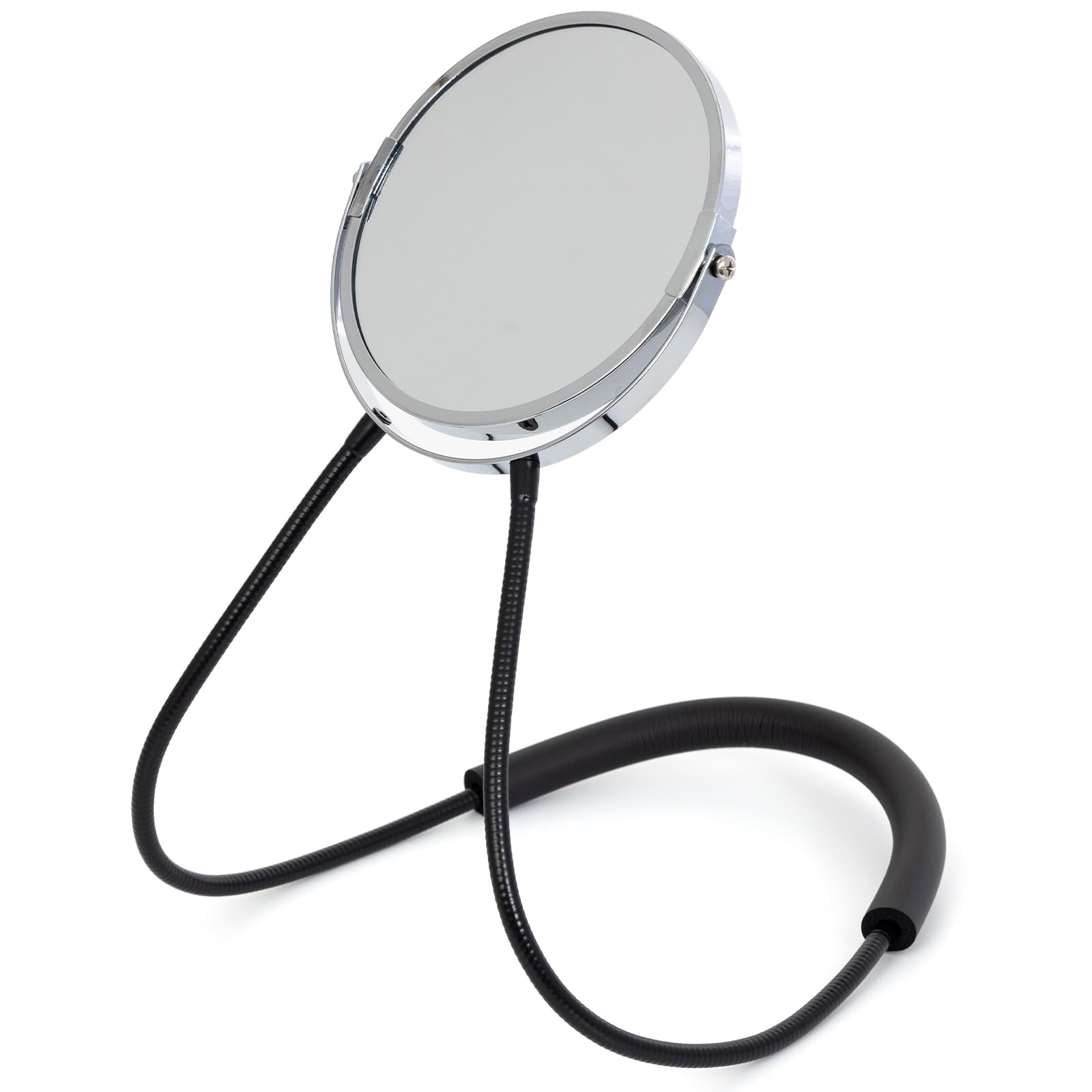 Double Sided Mirror, Standard Viewing and 5X Magnification, Mirror' arm is Flexible to Around The Neck