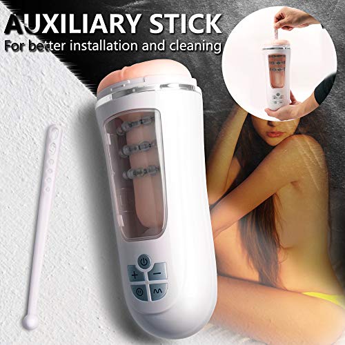 Male Masturbator Automatic Adults Sex Toys for Men Masturbation Cup, Penis Training Masturbator Electric with 5 Speeds & 5 Frequencies Thrusting and Vibration simulation 3D Realistic Vagina USB Charge