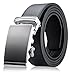 Men's Genuine Leather Belt- Ratchet Black Dress Belt for Men with Automatic Buckle. (Up to Size 46, Black Belt with Buckle #02)