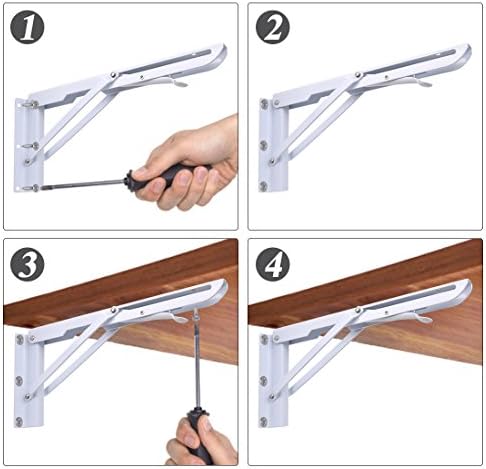 Hotusi Wall Mounted Folding Shelf Support Triangle Angle Shelf Support Bracket with Mounting Screws Max Load 60kg--2Pcs,29x14CM (Board Not Included)