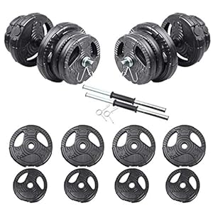 Fidusport Verstelbare halterset, korte halterschijven met cementvulling, halterset, korte halterstang