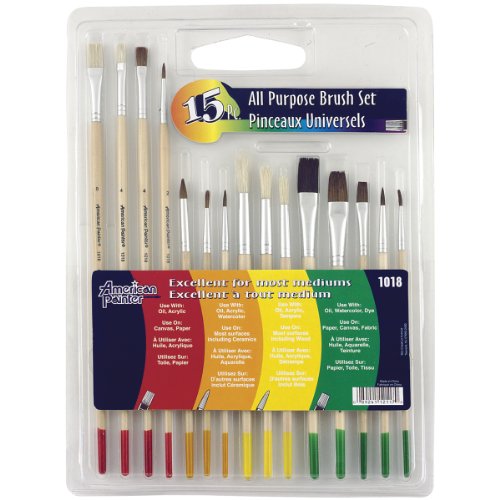 UPC 089241121170, Loew Cornell 1018 Brush Set, AP 15-Piece Wood Handle