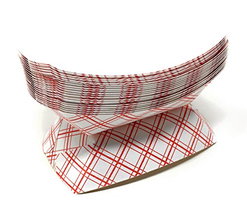 Mr. Miracle White and Red Paper Food Tray. 5-Pound Size. Pack of 100. Disposable, Recyclable and Fully Biodegradable. Made in USA
