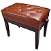 AW Adjustable Piano Bench with Storage Brown Wooden Keyboard Stool Seat Leather Cushion Paino Chair for Piano Shop Music School Studio Capacity 400lbs