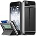 iPhone 6S Plus Wallet Case, Vena vCommute Drop Protection Flip Leather Cover Card Slot Holder with Kickstand for Apple iPhone 6 Plus 6S Plus (Space Gray, Black)