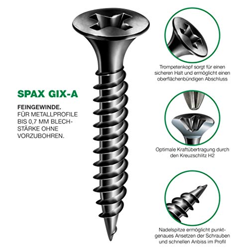SPAX 1091170390355 GIX-A Schnellbauschrauben, schwarz – Bild 3