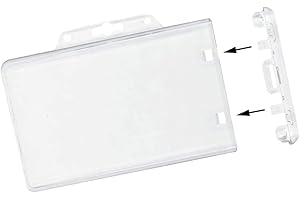 Heavy Duty Horizontal Locking Badge Holder - Crystal Clear Hard Plastic Case for Photo I.D. Badges or Proximity Cards by Specialist ID
