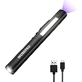 WORKPRO Rechargeable Pen Light, 450 Lumen LED Flashlight with UV Light | Compact Pocket Flashlight, Dual Light Sources, Inspection Lighting, Repair Work Lighting, Pet Stain Detection