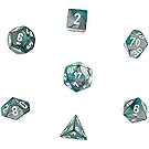 Polyhedral 7-Die Gemini Chessex Dice Set - Steel-Teal with White CHX-26456