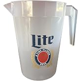 Miller Lite Beer Pitcher, White Plastic, Fine Pilsner Logo, Beverage Server with Handle and Spout