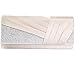 Jubileens Womens Elegant Pleated Satin Crystal Fashion Clutch Evening Bag Purse (champagne)