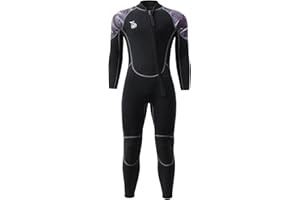 AICARSHI 3mm Shorty Full Wetsuit for Men - Neoprene Dive Skin Front Back Zip Scuba Diving Suit for Diving Snorkeling Surfing Swimming
