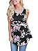 Sidefeel Women Floral Print Sleeveless Babydoll Tank Top With Lace Trim X-Large Black