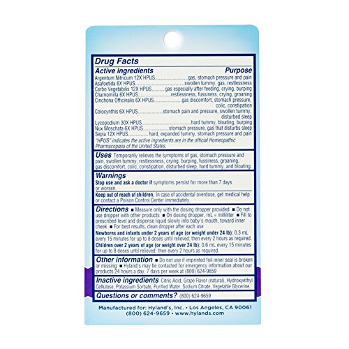 Gas Drops for Babies, Hyland's Baby, Natural Gas Relief, Grape Flavor