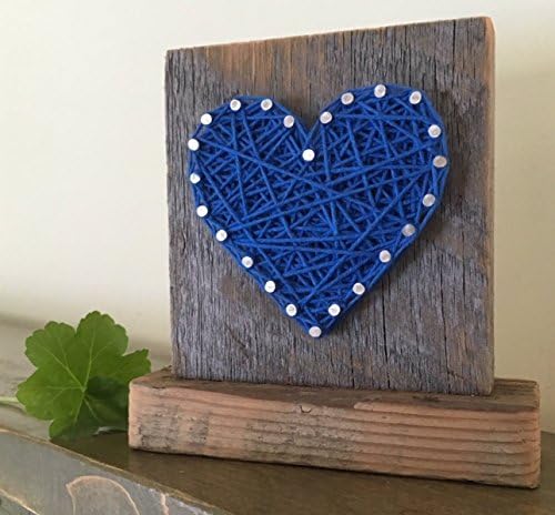 Sweet & small freestanding wooden blue string art heart sign. Perfect for home accents, Wedding favors, Anniversary gifts, Valentine's Day, Christmas, nursery decoration and just because gifts.