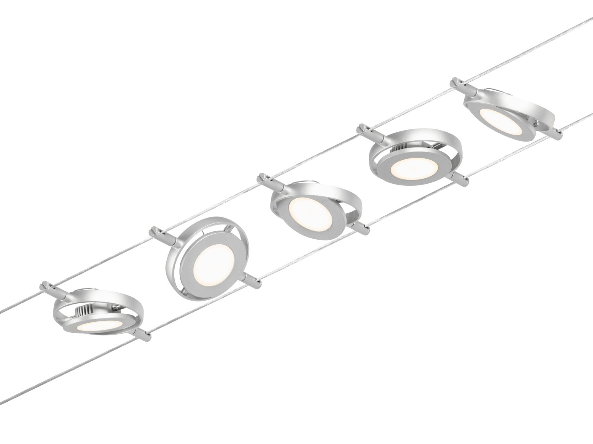Paulmann 94414 CorDuo LED Cable System Set RoundMac DC incl. 5 x 4.5 Watt Expandable Chrome Matt Chrome Wire Rope Metal 3000 K