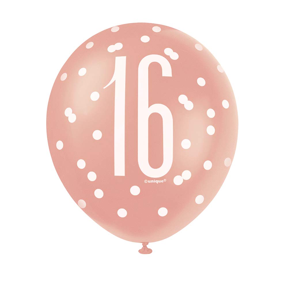 Stunning 16th Rose Gold Latex Balloons (30cm) - Perfect for Birthday, Annivesaries & Memorable Celebrations - 6ct