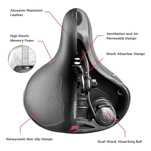 Hmseng Comfort Bike Saddle, Very Comfortable Bicycle Saddle for Mountain, Road, Urban Bike,