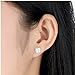 Outop 18K White Gold Plated Princee Cut Cubic Zironia Halo Stud Earrings for Women