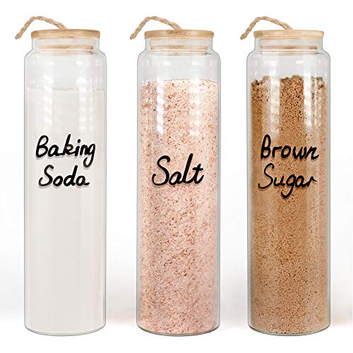 Glass Jar with Bamboo Lid, Glass Food Storage Jar with Airtight Lid, 3