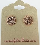 Rose Gold-tone Metallic Faux Druzy Stone Stud Earrings 12mm